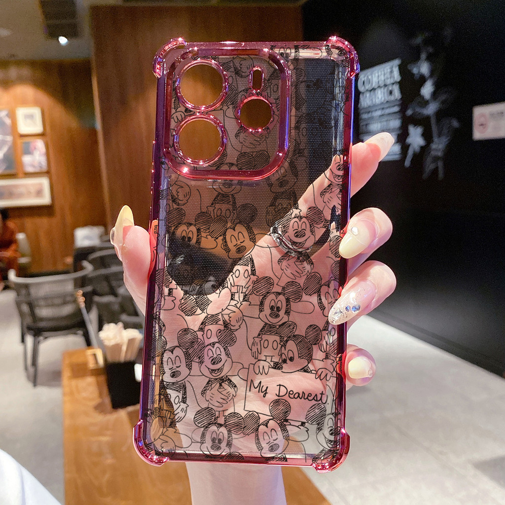 Tương thích với Xiaomi Redmi Note 14 13 Pro 5G 4G 12 13C 14C Mini Mickey Clear Mạ Vỏ Chống Rơi