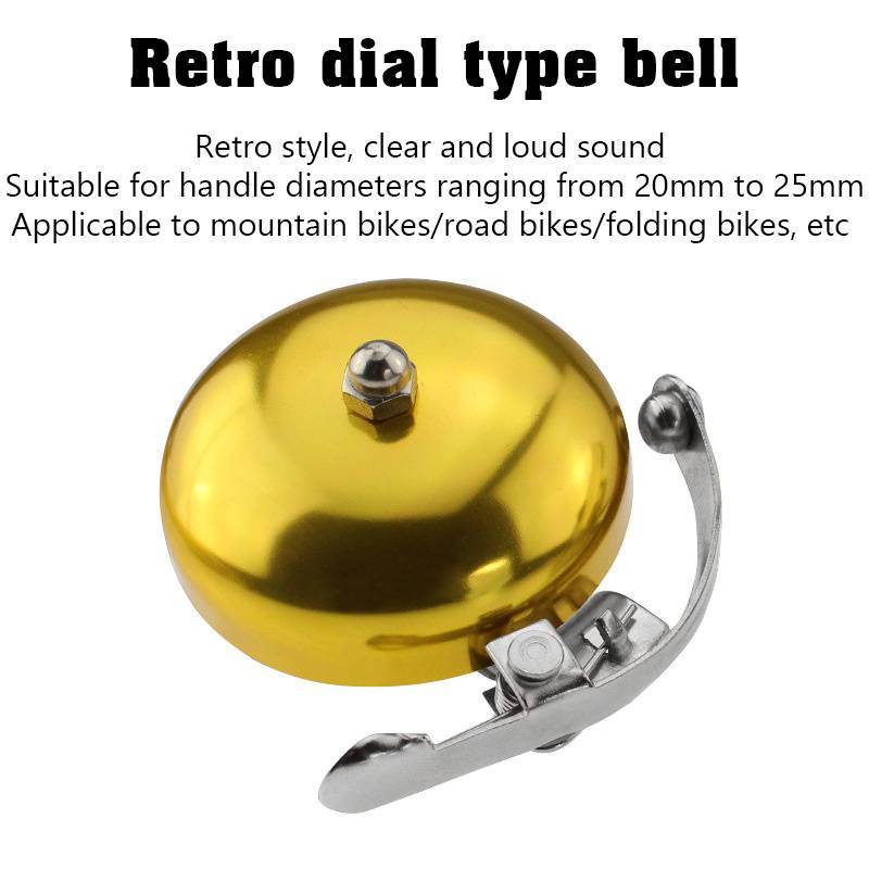 Chuông xe đạp kiểu retro nhôm, màu bạc/vàng/nâu cà phê, mặt số