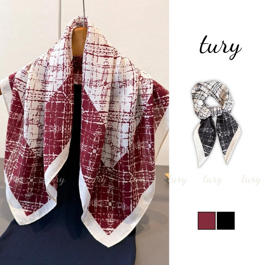 Khăn Lụa Unisex Nam Nữ 70 - Tury - Khăn Lụa Phối Kẻ Nghệ Thuật Cá Tính - KL109