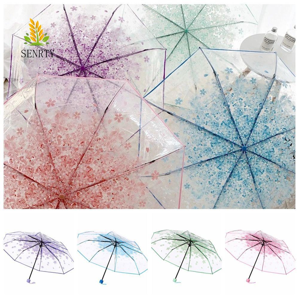 SENRTY Cherry Blossom Dù Trong Suốt, Ô Gấp Ngộ nghĩnh Chống Thấm Nước, Phim Hoạt Hình Dày Chống Gió Dễ Thương Bằng Tay Ô Sinh Viên