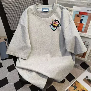 Áo phông cotton in đơn giản, thời trang unisex, thoải mái với thiết kế chú bé in ng ực -aophong