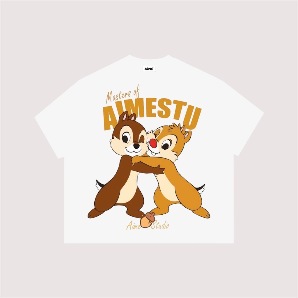 （Giao hàng 24h）Angela Áo Thun Nam Nữ Form Rộng Tay Ngắn Cotton Cổ TrònHoạt Hình "SÓC CHIP DALE" Hot Trend Local Brand