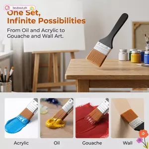 BEABOUT 7 Chiếc Bàn Chải Sơn, Tay Cầm Màu Đen Nylon Tranh Bàn Chải Phẳng, Ngay Cả Lượng Màu Sắc Đa Kích Thước Rộng Bàn Chải Phẳng Đầu Sơn Dầu Tranh Tường Sáng Tạo