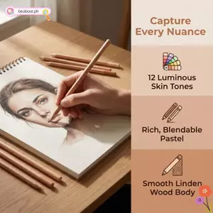 BEABOUT 12 Màu Sắc Da Bút Chì Pastel, Gỗ Hòa Tan Trong Nước Chân Dung Phác Thảo Pastel Sticks, Lõi Mềm Mịn Dễ Dàng Bóng Chuyển Đổi Bút Chì Màu Vẽ Tay Làm Chân Dung