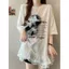 Áo thun ngắn tay xếp nếp phong cách Hàn Quốc Fat MM Size cực lớn Áo hoa ba chiều dáng rộng