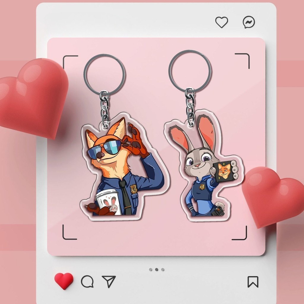 Zootopia Cặp Đôi Móc Khóa Hoạt Hình Acrylic Judy Nick - Sango