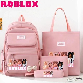 Roblox ba lô nữ đi học đa chức năng Bộ 4 mảnh ba lô dung tích lớn túi đựng bút chì trường hợp học sinh