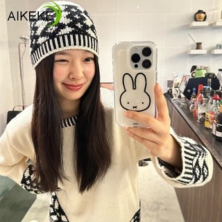 Vỏ Bunny Line Màu Đen Phong Cách Hàn Quốc Cho Redmi Note 15 14 14S 13 12 Turbo 12S 11 Pro Plus Speed SE 11S 10 9 Pro Max 10S 9S 9T 5G 4G Vỏ Thỏ Dễ Thương Vỏ Điện Thoại Chống Sốc Đơn Giản