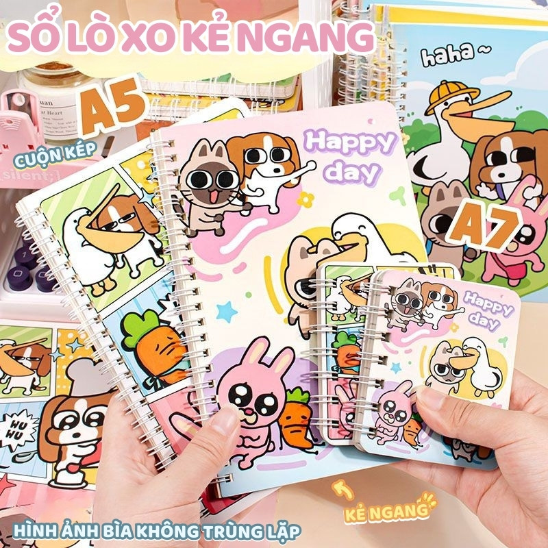 Sổ Tay ghi chép Lò Xo A5 60 Trang Hình Hoạt Hình – Vở Thiết Kế Đơn Giản Cute, Tiện Dùng Cho Ghi Chép Học Tập
