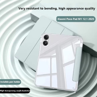 Ốp Lưng Acrylic Pha Lê Đá Cho Xiaomi Poco Pad M1 12.1 inch 2025 Poco Pad X1 Pad 8 8Pro 11.2inch Redmi Pad 2 Pro 12.1 Vỏ Bảo Vệ Da Gấp Ba Có Khe Cắm Bút