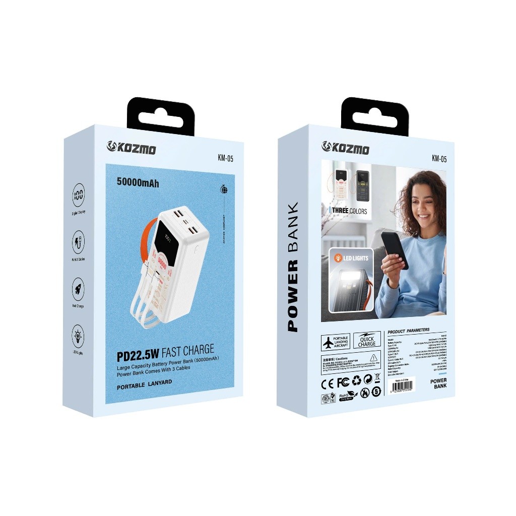 Pin dự phòng KOZMO KM-05 dung lượng 50.000mah Màn Hình Led  Tiện  Lợi Công Suất Cao