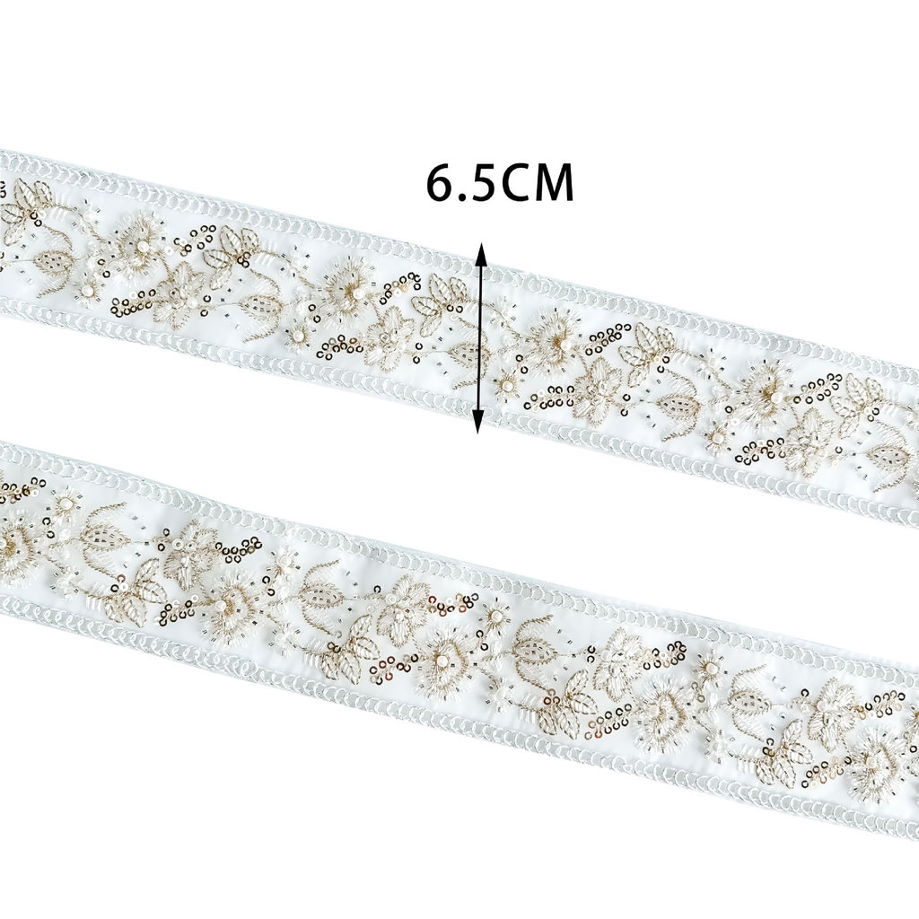 Lưới Thêu Dây Thêu Thêu Sequin Ren Mã Vạch Retro Hanfu Quần Áo Váy Vòng Đeo Trang Trí Phong Cách Dân Tộc CRSY