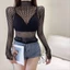 Áo thun lưới DUSKGLOW, Thiết kế gợi cảm Sheer Chất liệu Fishnet Top, Vải mềm dáng rộng vừa vặn rỗng Slim Fit Hollow Out Top Dạo phố Thời trang