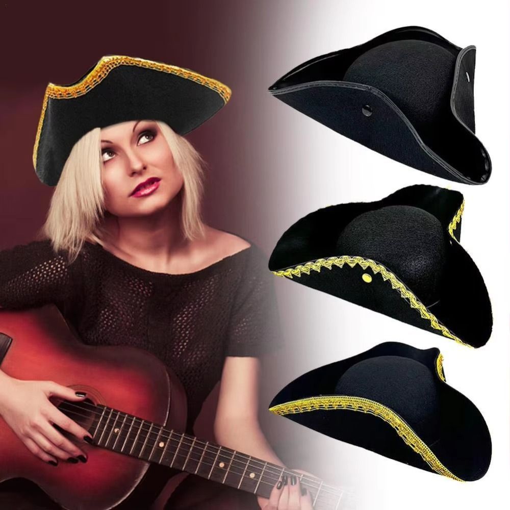 LACYES Cosplay Mũ Cướp Biển, Mũ Jack Hiệu Suất Sân Khấu Mũ Đội Trưởng, Lễ Hội Nón Ngộ nghĩnh Dress Up Mũ Tricorn Phụ Kiện Trang Phục