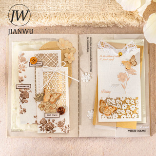 JIANWU Hoa Trong Các Trang Series Vintage Cây Rỗng Phong Cảnh Cắt Kéo Sổ Lưu Niệm Chất Liệu Giấy Sáng Tạo Rác Tạp Chí Văn Phòng Phẩm