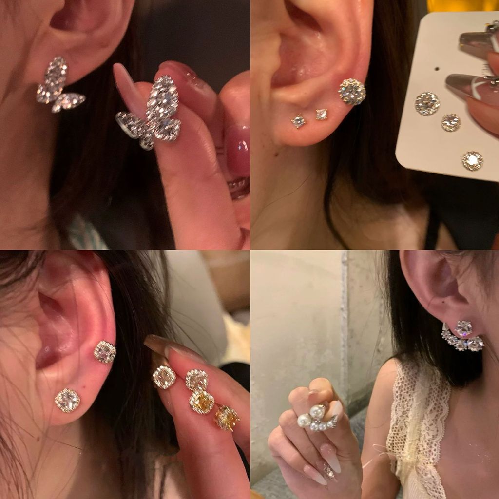 Bạc 925 Kim Phong Cách Thoáng Mát Nhẹ Sang Trọng Cao Cấp Bông Tai Ngọc Trai Zircon Bông Tai Nữ