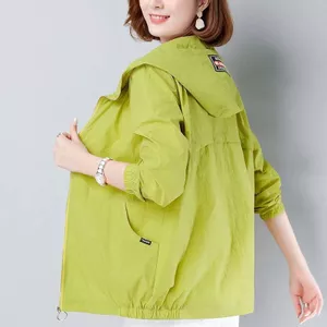 Quần áo chống nắng cỡ lớn dành cho nữ, dài tay, có mũ trùm đầu, nhẹ, thích hợp cho áo khoác ngoài