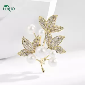 Springevenstar Thời Trang Lá Ngọc Trai Thổ Cẩm Cho Nữ Cây Thổ Cẩm Quần Áo Áo Áo Trang Sức Dự Tiệc Phụ Kiện Quà Tặng Springevenstar