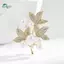 Springevenstar Thời Trang Lá Ngọc Trai Thổ Cẩm Cho Nữ Cây Thổ Cẩm Quần Áo Áo Áo Trang Sức Dự Tiệc Phụ Kiện Quà Tặng Springevenstar