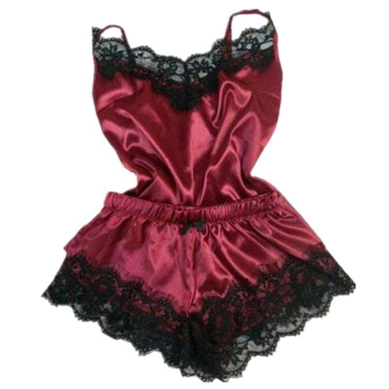JULYHOT Nữ Satin Pyjama Bộ Dây Đeo Không Tay Cami Top Ren Viền Váy Ngủ 2 Mảnh Loungewear Cho Mùa Hè Nhà Thoải Mái Massivedeals