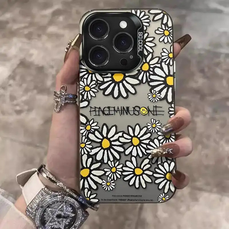 Ốp lưng chống sốc hoa cúc Peaceminusone thiết kế phong cách cá tính độc Bảo Vệ Camera Cấp iPhone 17/16/15/14/13/12/11Max