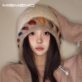 MISMEMO Hàn Quốc Dễ Thương Sang Trọng Mũ Nữ Mùa Đông Chống Lạnh Thể Hiện Mặt Nhỏ Ấm Bảo Vệ Tai Mũ Dệt Kim Dày