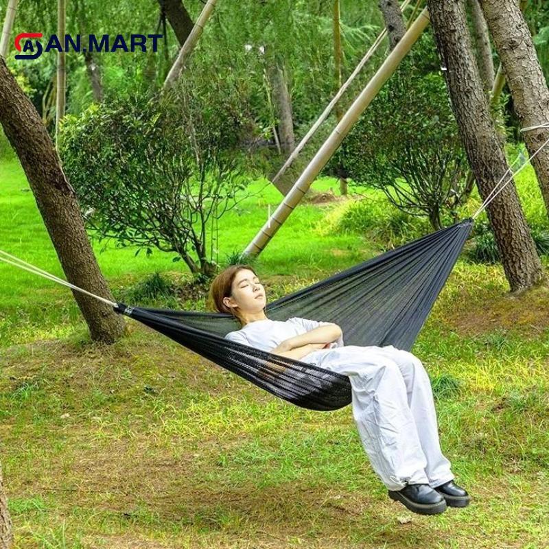 AN.MART Đi Bộ Đường Dài Ngoài Trời Duyan Ice Silk Hammo 180KG Cắm Trại Có Thể Gập Lại Võng Du Lịch Có Túi Bảo Quản VN