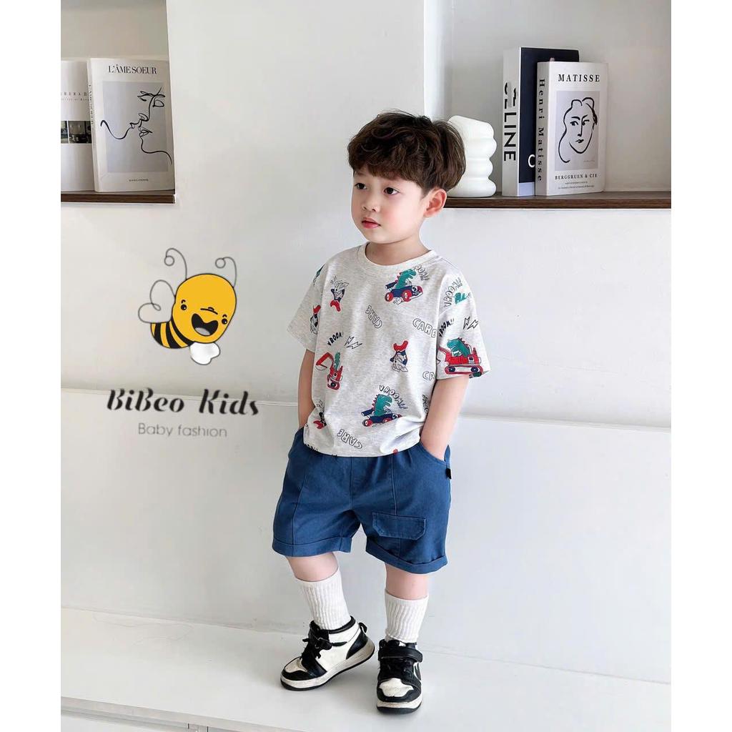 [BiBeo Kids]Bộ quần áo cộc tay in hình KHỦNG LONG SIÊU NHÂN cho bé trai,Bộ quần áo chất COTTON