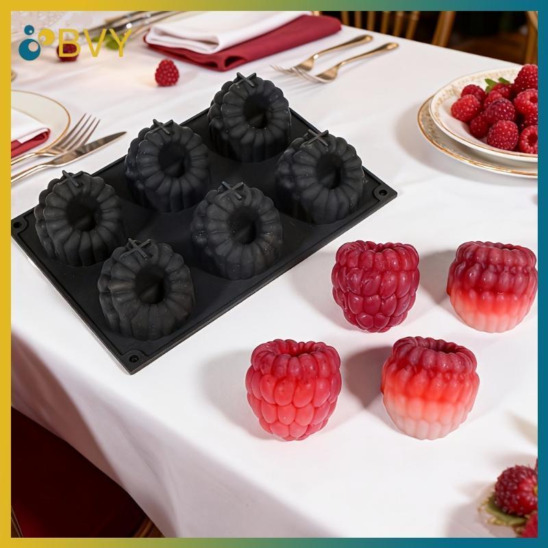 BVY 6-Cell Blueberry Hoặc Raspberry Design Khuôn Mousse Trái Cây Pháp Khuôn Bánh Silicon Khuôn Bánh Pudding Socola Dụng Cụ Nướng Bánh Tráng Miệng.