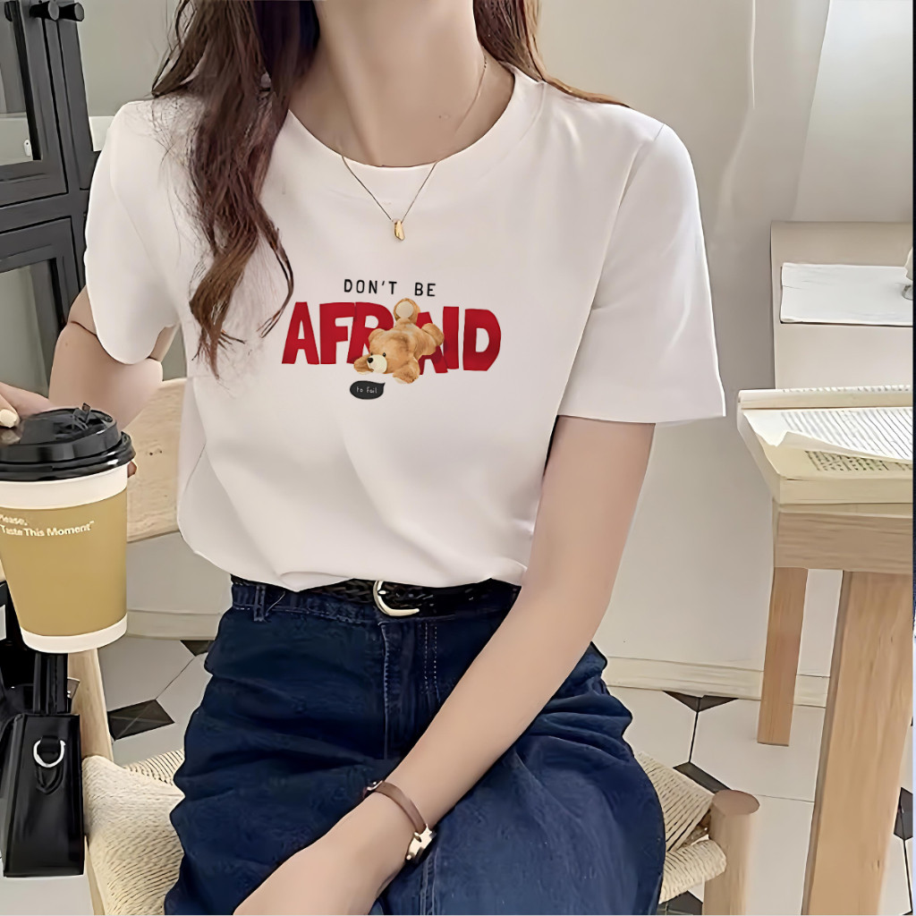 （Giao hàng 24h）Angela Áo phông nữ dáng vừa NA01 màu trắng chất liệu thun cotton Loza G0206