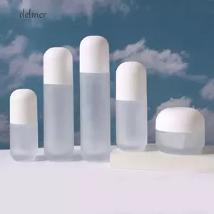 DELMER Press Cream Dispenser, Chai bơm dưỡng da rỗng 30-120ml, Nồi kem mặt đơn giản Đồ vệ sinh trong suốt Kính mờ Chai có thể đổ lại cho nữ