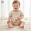 Bộ áo liền quần Cotton nguyên chất hai mảnh giả mùa hè cho bé / Bộ đồ ngắn tay sọc sơ sinh / Bộ đồ liền thân hình tam giác mềm mại thoải mái