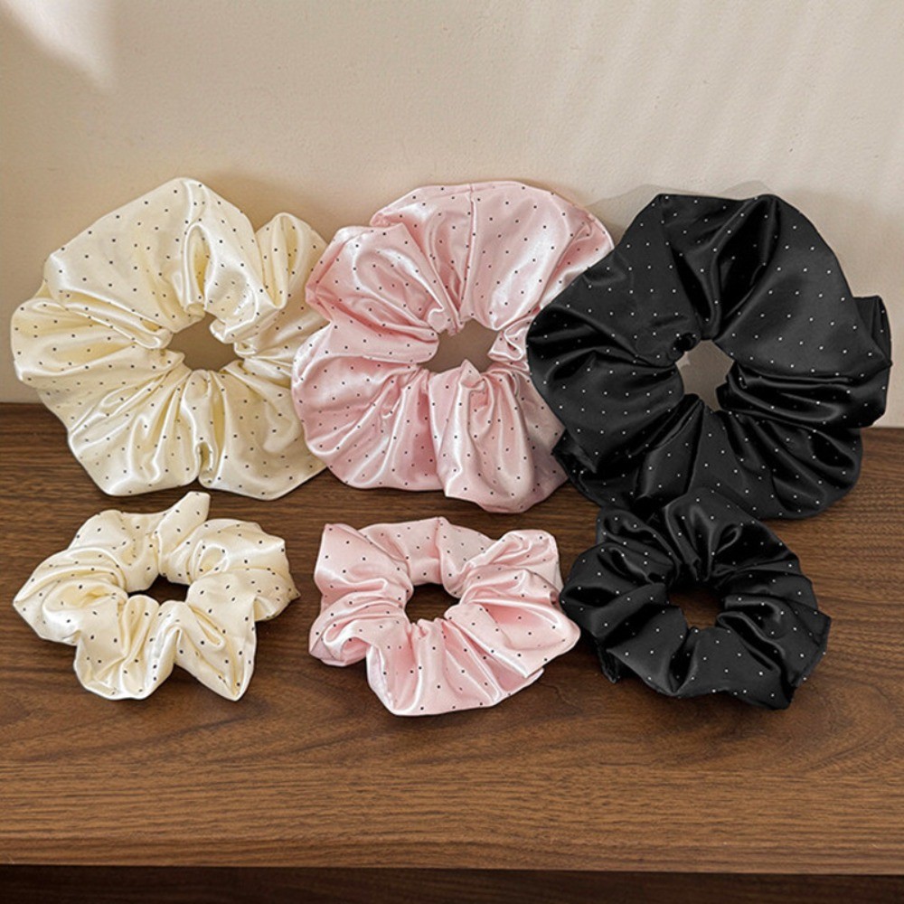 Hululu / Satin Chấm Bi Scrunchy Dây Buộc Tóc Độ Đàn Hồi Cao Dây Buộc Tóc Thân Thiện Với Da Không Làm Tổn Thương Tóc Đuôi Ngựa Đầu Dây Cao Su Ba