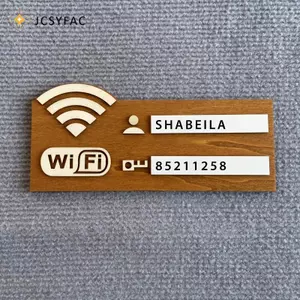 JCSYFAC 1 Dấu hiệu mật khẩu WiFi bằng gỗ mộc mạc, Bảng chỉ báo mạng không dây treo tường cổ điển, Phụ kiện trang trí nội thất đa năng Mới