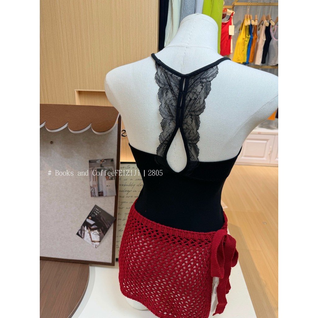 Túi đựng Protein ngọc trai lưng bướm | Ren Rỗng Đẹp Áo Ngực Top Một Mảnh Bên Ngoài Mặc Nhỏ Sling Phong Cách Hàn Quốc Pure Desire Áo Vest Mùa Hè Hot Girl Bầu Không Khí