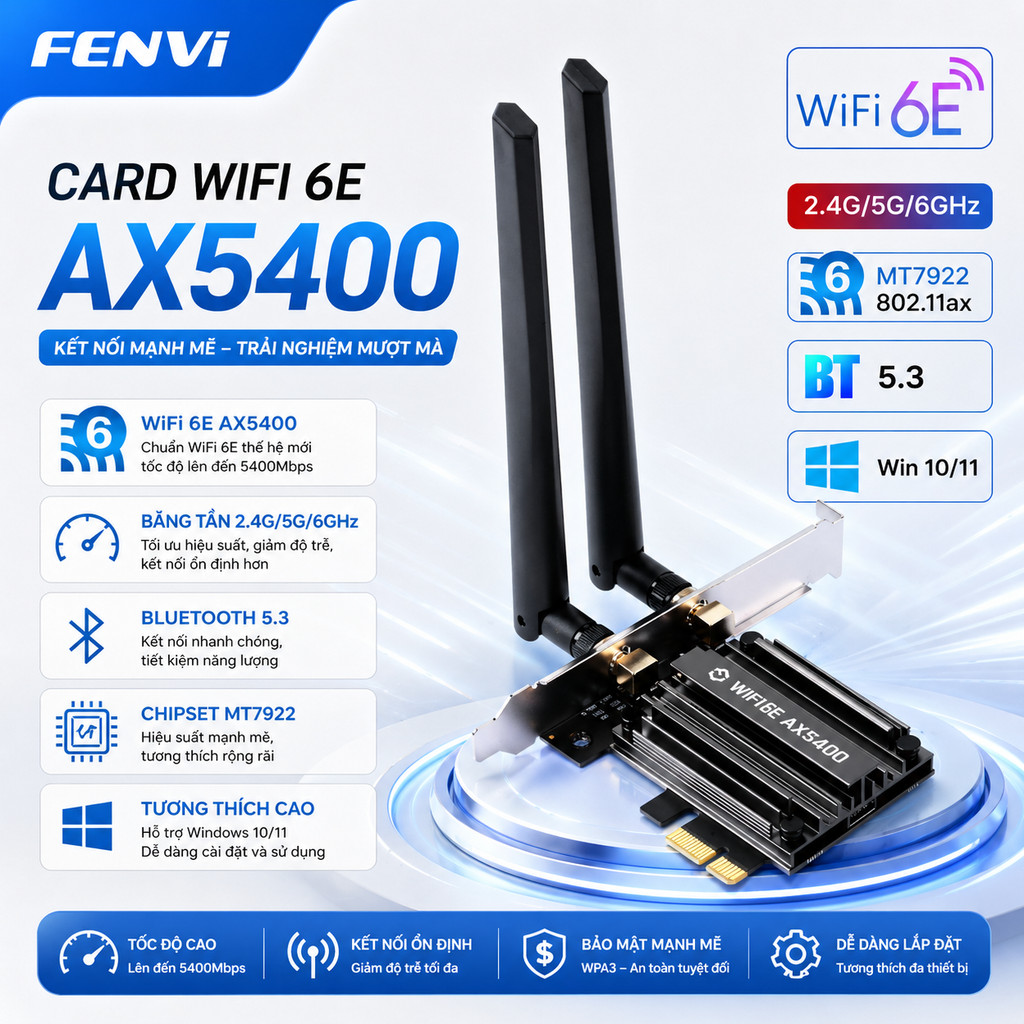 Fenvi Bộ chuyển đổi Wifi 3.0 USB 1300Mbps cho 4.2 Bluetooth hai băng tần 2.4G/5GHz Bộ thu không dây Card mạng USB cho má | BigBuy360 - bigbuy360.vn