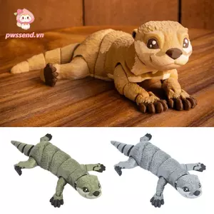 Bức tượng hành động PWSEND Otter, Đồ chơi mô hình Otter màu trơn nhiều khớp, Máy tính để bàn hình động vật PLA có thể di chuyển dễ thương