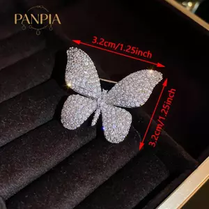 PNPIA- Thanh Lịch Tính Khí Pha Lê Thổ Cẩm Chân Dành Cho Nữ Sáng Bóng Kim Cương Giả Bướm Xòe Thời Trang Tiệc Cưới Trang Sức Món Quà Tốt Nhất