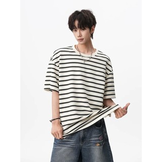 Áo thun nam GKSSS tay ngắn cổ điển Mỹ sọc hợp thời trang chất lượng cao phong cách trung tính