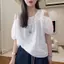 Áo sơ mi phong cách phương Tây Nữ Mùa hè Phong cách mới Phiên bản Hàn Quốc Cổ tròn Thiết kế quây Áo sơ mi ngắn tay mỏng hơn Nhìn giảm tuổi