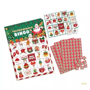 Ở Lại Ngày Lễ Bingo Bộ 34 Thẻ Bền Hỗ Trợ 24 Người Chơi Lễ Hội Người Tuyết Santa Thiết Kế Tiệc Giáng Sinh Essenti