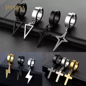 PNPIA- 1 Unisex Thép Không Gỉ Punk Người Kẹp Trên Bông Tai Hình Học Tam Giác Ngôi Sao Mặt Dây Chuyền Tòn Ten Bông Tai Nữ Gothic Trang Sức
