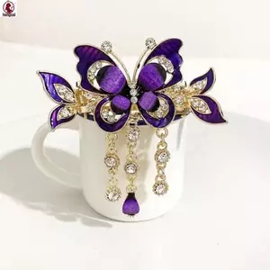 Bướm Tua Rua Kẹp Tóc Thanh Lịch Hoa Lấp Lánh - Phù Hợp Cho Áo Váy Và Kiểu Tóc