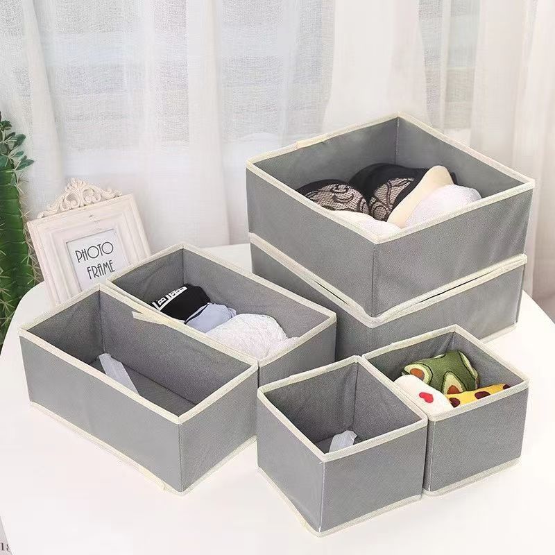 Hộp đựng tất đồ lót không dệt có thể gập lại 6 gói - Hộp sắp xếp tủ quần áo tiết kiệm không gian