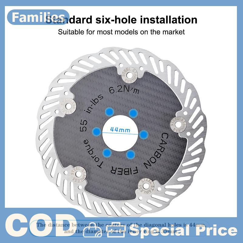 Đĩa phanh sợi Carbon 140 / 160mm Độ bền cao Thiết kế nhẹ Bộ phận thay thế xe đạp đường trường Phụ kiện đi xe đạp 1PC