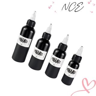 Mực xăm NCE màu đen dành cho nghệ thuật body art, phù hợp tập luyện với các dung tích: 30ml, 60ml, 80ml, 90ml.
