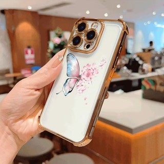 Ốp Điện Thoại Trong Suốt Chống Rơi Bốn Góc Cho OPPO A6 A5 Pro A5X A3X A5i A3 A3i A18 A38 A96 A76 A95 5G Vỏ Bảo Vệ Mạ Bướm