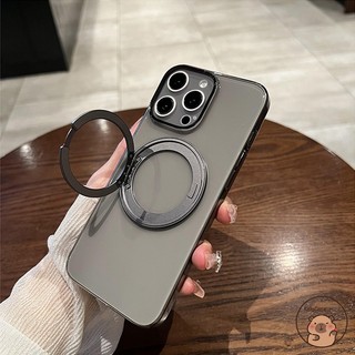 Tương Thích Cho iPhone 17 Air 16 15 14 7 8 Plus 13 12 Mini 11 Pro XS Max XR X SE Ốp Điện Thoại 360° Giá đỡ xoay có thể xoay được Vỏ mềm trong suốt màu đen từ tính