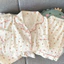 -Set Pyjama 3 Món Áo Cộc + Quần Cộc + Quần Dài Thu Hè Hoạ Tiết nơ Dễ Thương