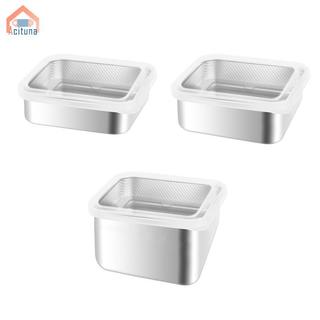Hộp đựng thực phẩm bằng thép không gỉ chống rò rỉ Bộ sắp xếp hai lớp cho tủ lạnh Salad rau diếp Trái cây